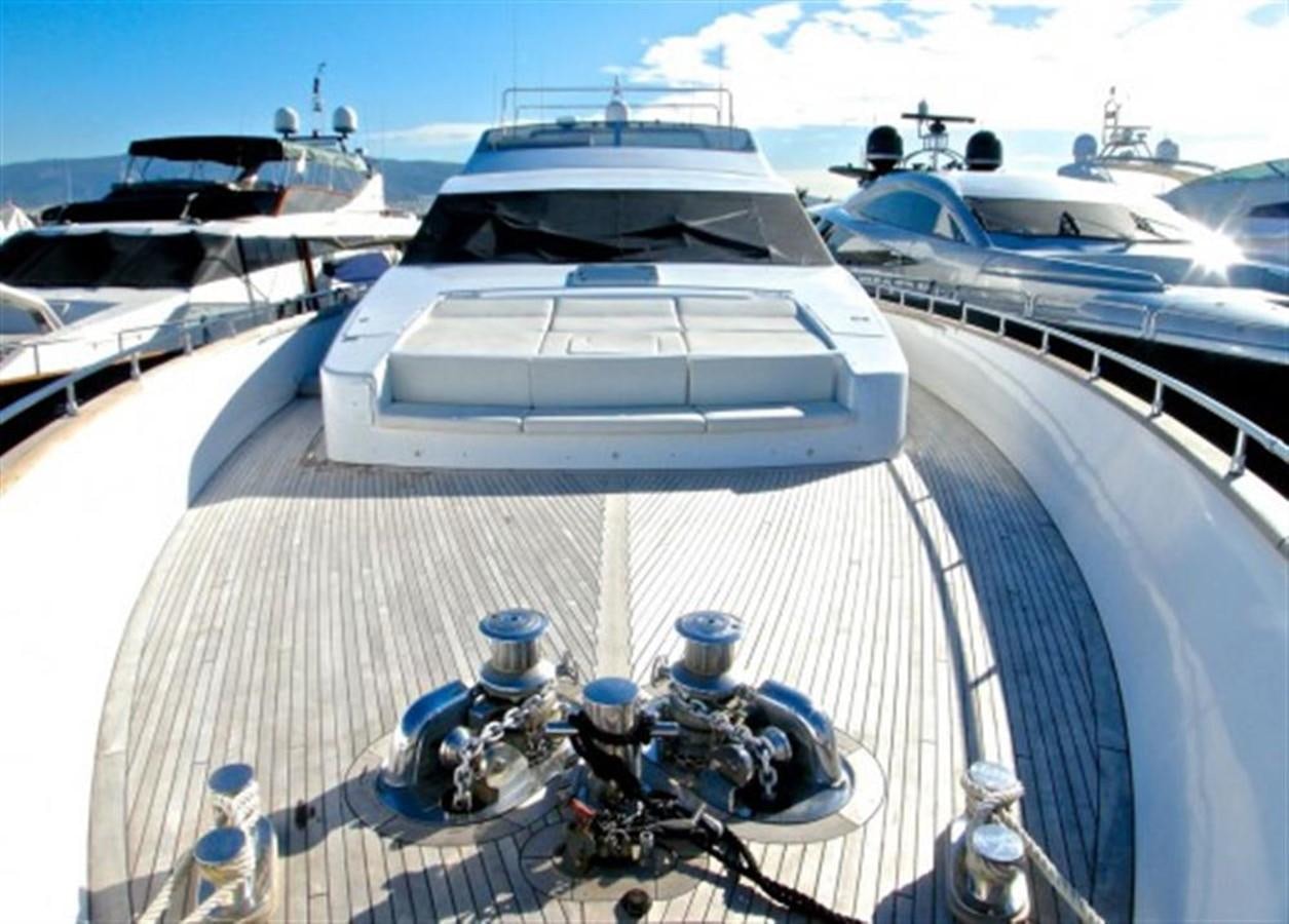 a white yacht with a blue sky aboard TECNOMAR 34 NADARA Yacht for Sale