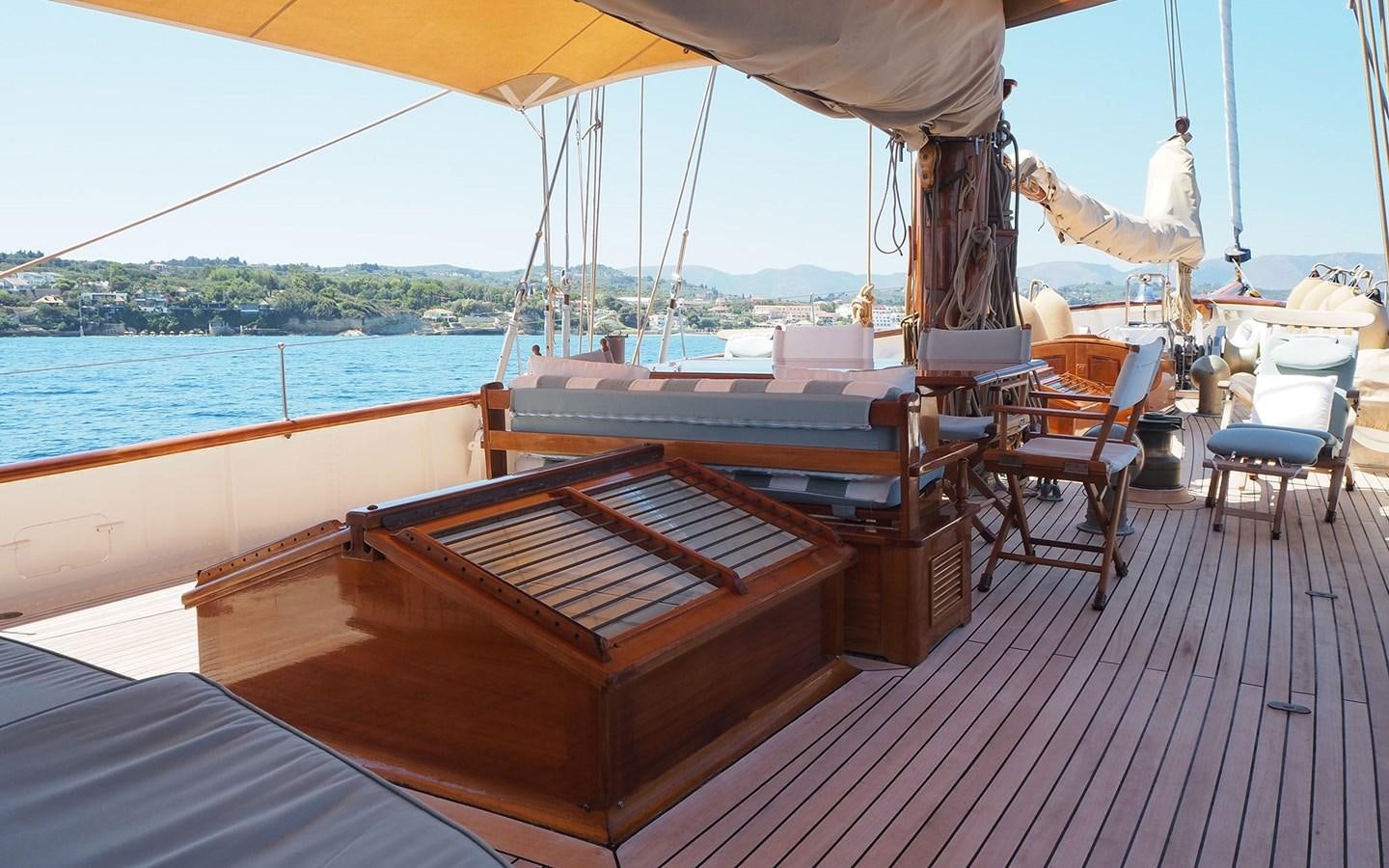 a boat on a deck aboard IDUNA Yacht for Sale