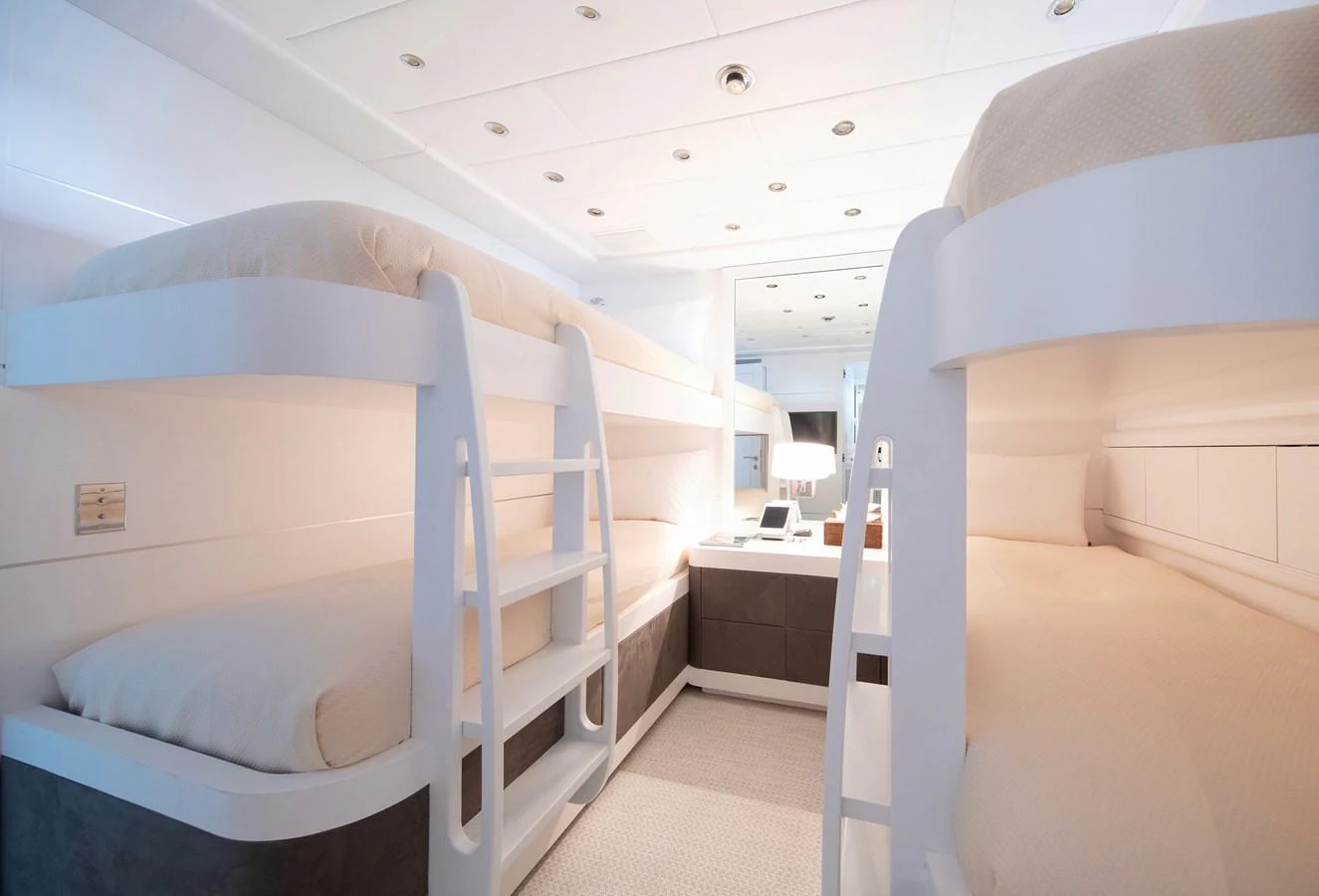 a bunk bed in a room aboard YALLA Yacht for Sale