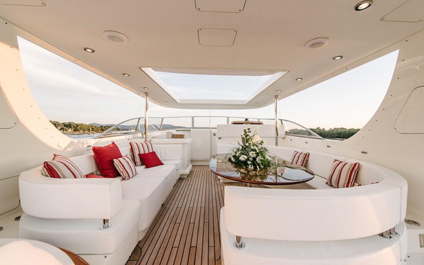 a room with a table and chairs aboard DREAM Yacht for Sale