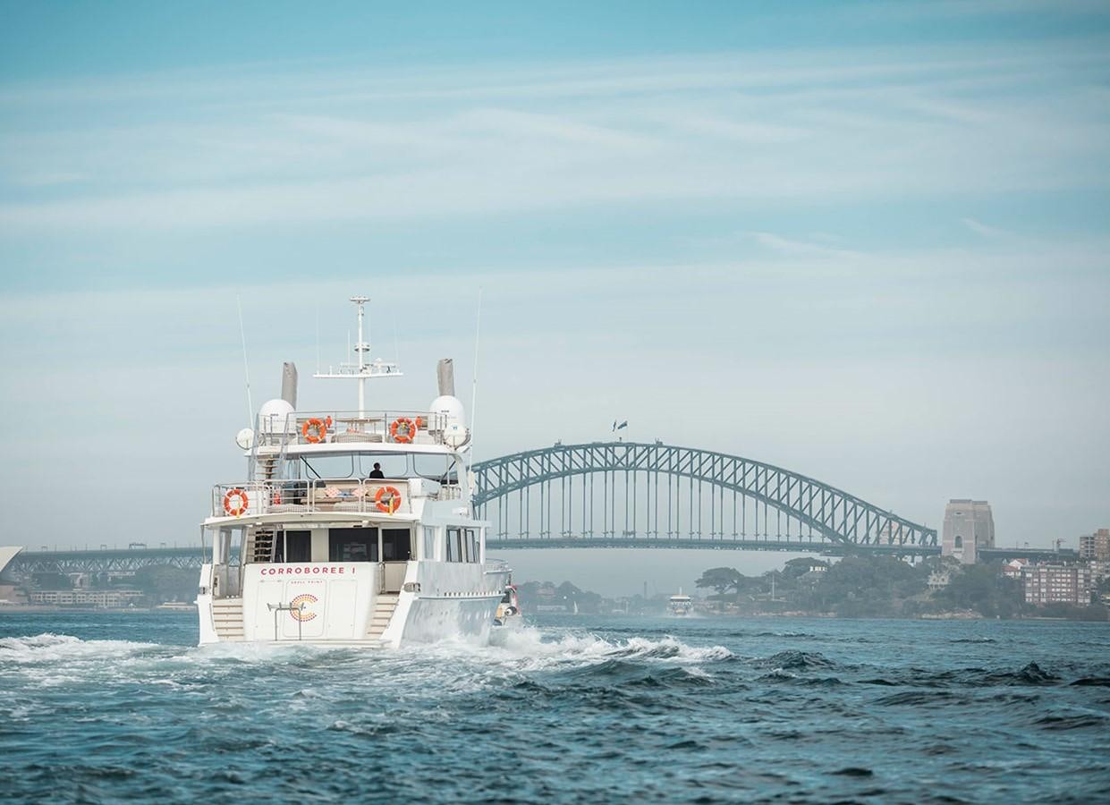 a boat sailing in the water aboard CORROBOREE Yacht for Sale