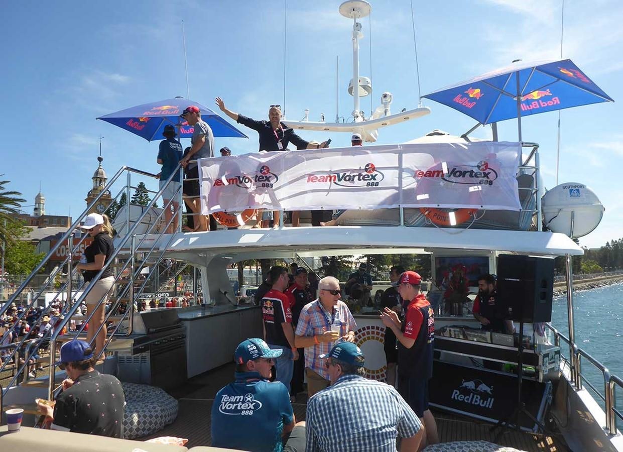 a boat with people on it aboard CORROBOREE Yacht for Sale