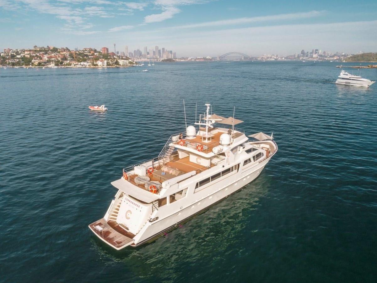 a boat in the water aboard CORROBOREE Yacht for Sale