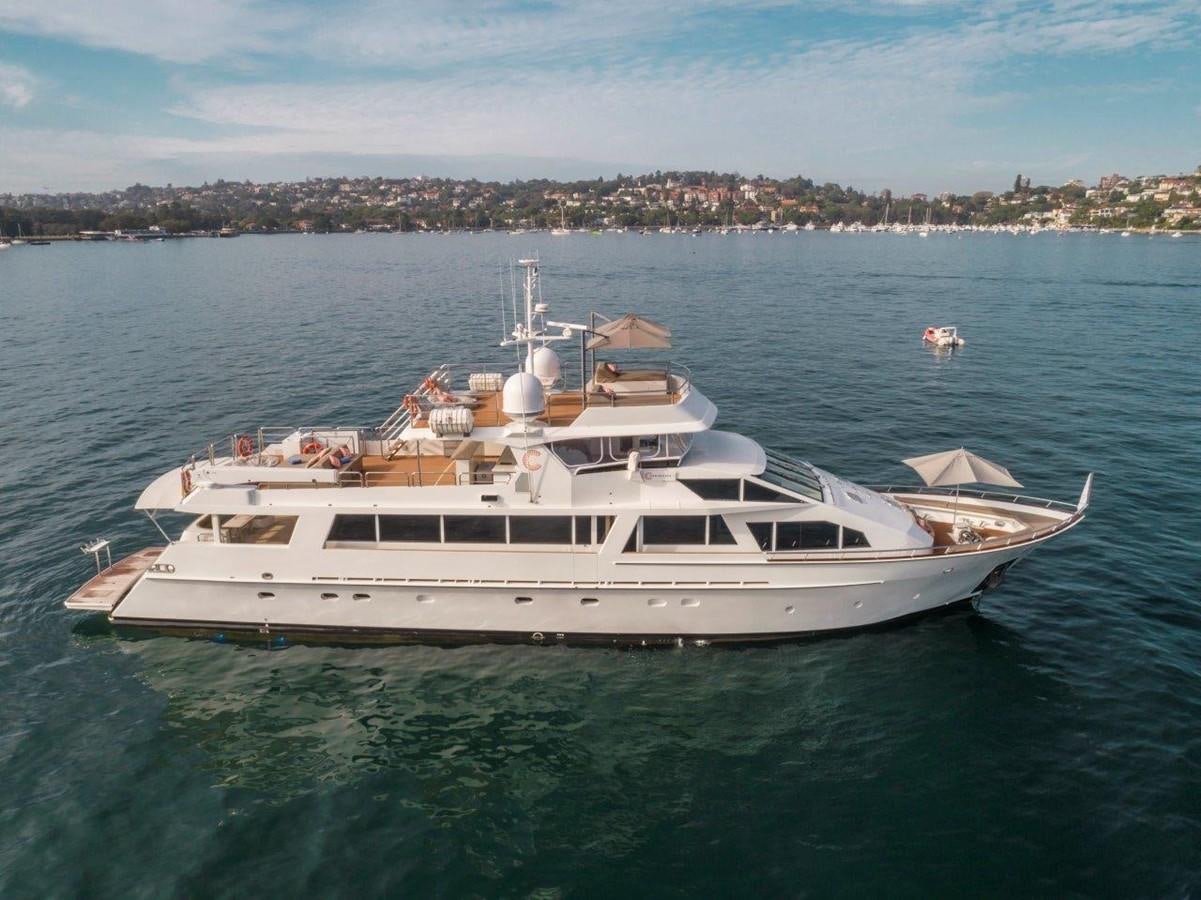 a boat in the water aboard CORROBOREE Yacht for Sale