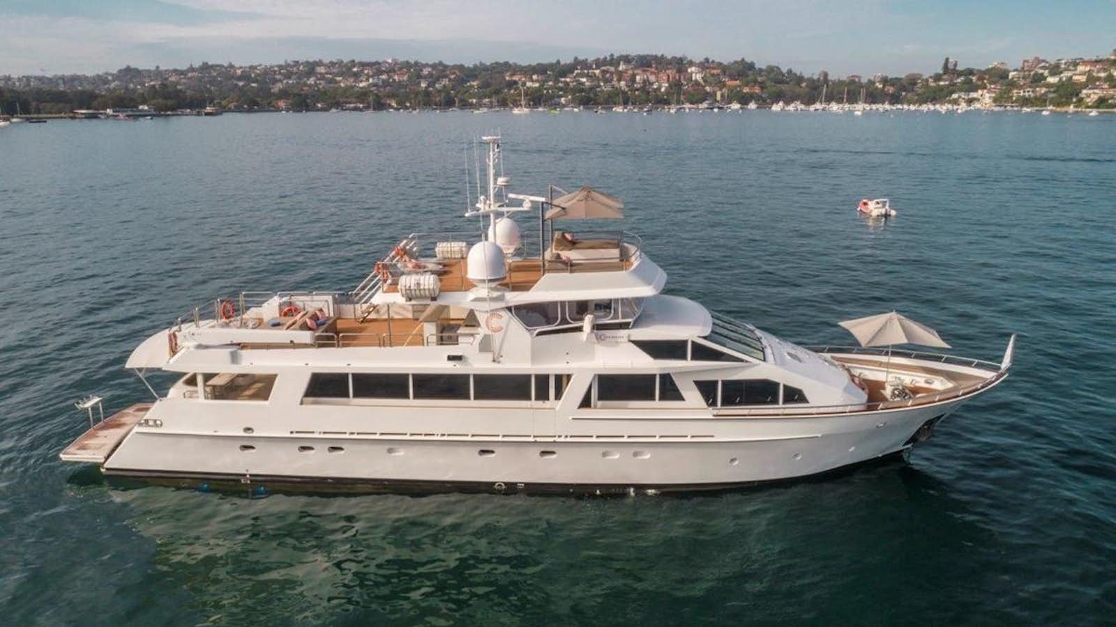 a boat in the water aboard CORROBOREE Yacht for Sale