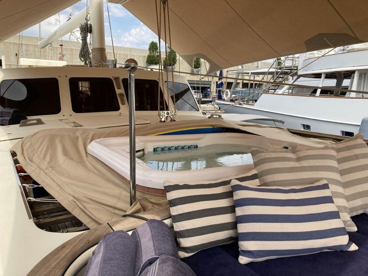 a boat with a white stripe aboard TIGERLILY OF CORNWALL Yacht for Sale