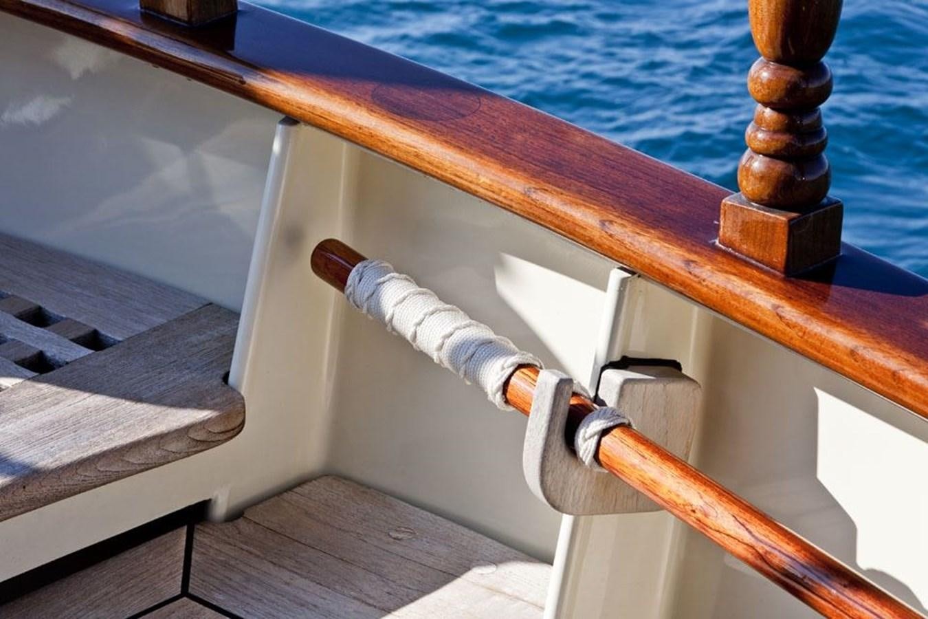 a person's legs on a boat aboard TIGERLILY OF CORNWALL Yacht for Sale
