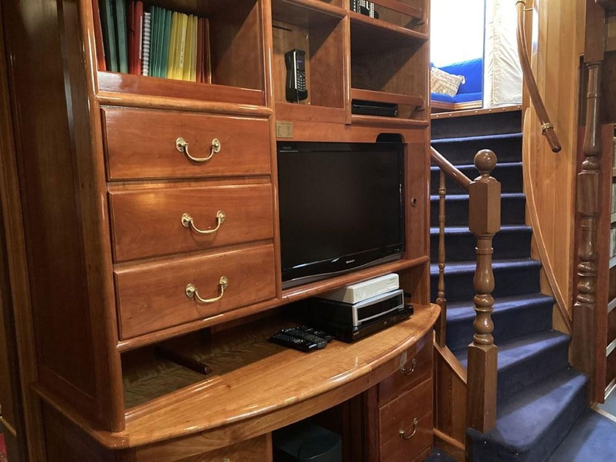 a tv on a dresser aboard TIGERLILY OF CORNWALL Yacht for Sale