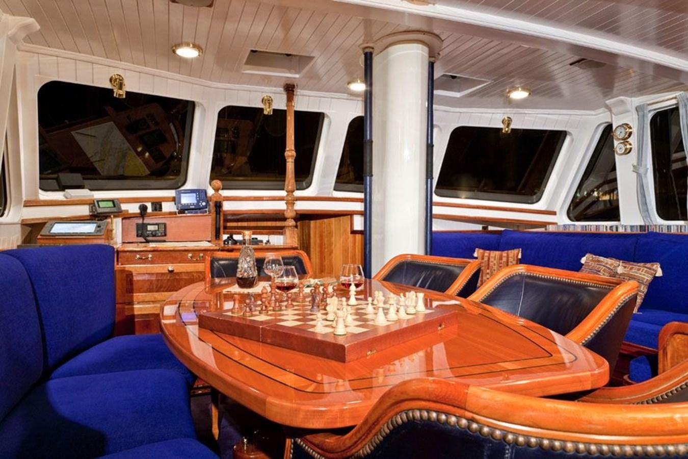 a boat with many glasses on it aboard TIGERLILY OF CORNWALL Yacht for Sale