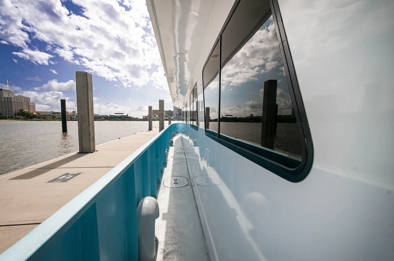 a large white boat on a body of water aboard LE COLBY JEAN Yacht for Sale