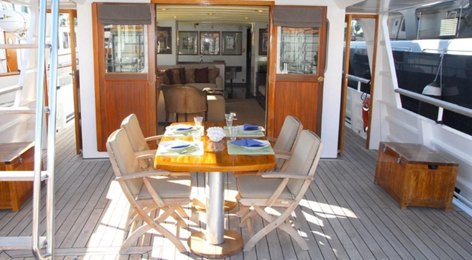 a table and chairs in a room aboard ABELY Yacht for Sale