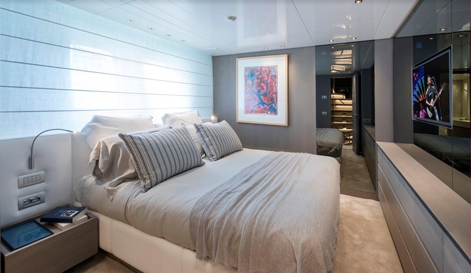 a bed in a room aboard DINAIA Yacht for Sale