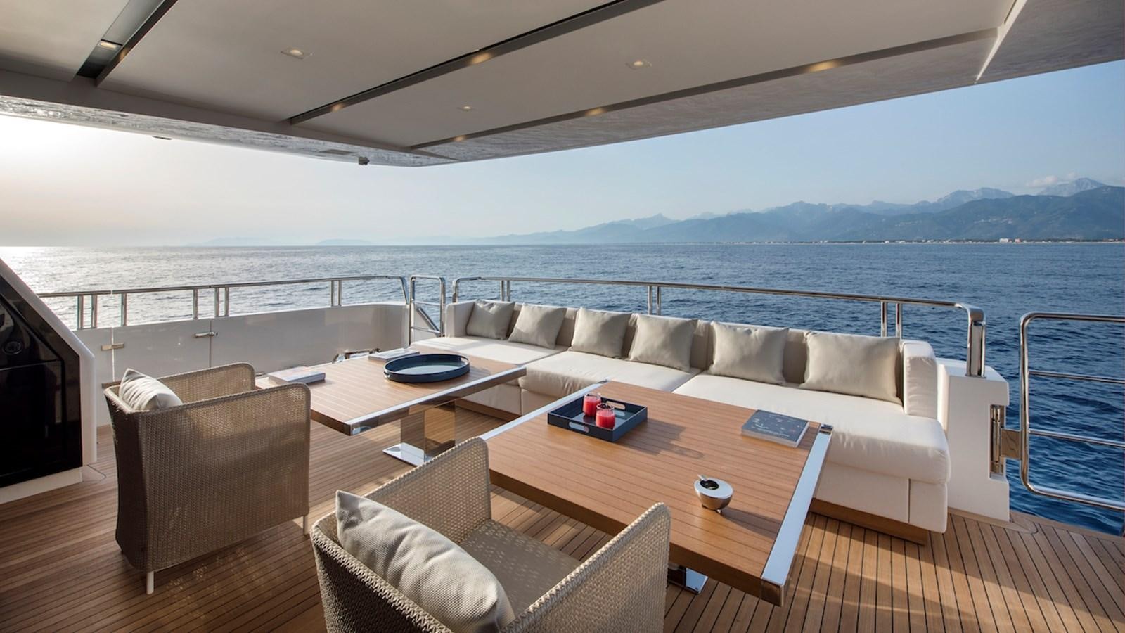 a living room with a large body of water aboard SANLORENZO SL106 Yacht for Sale