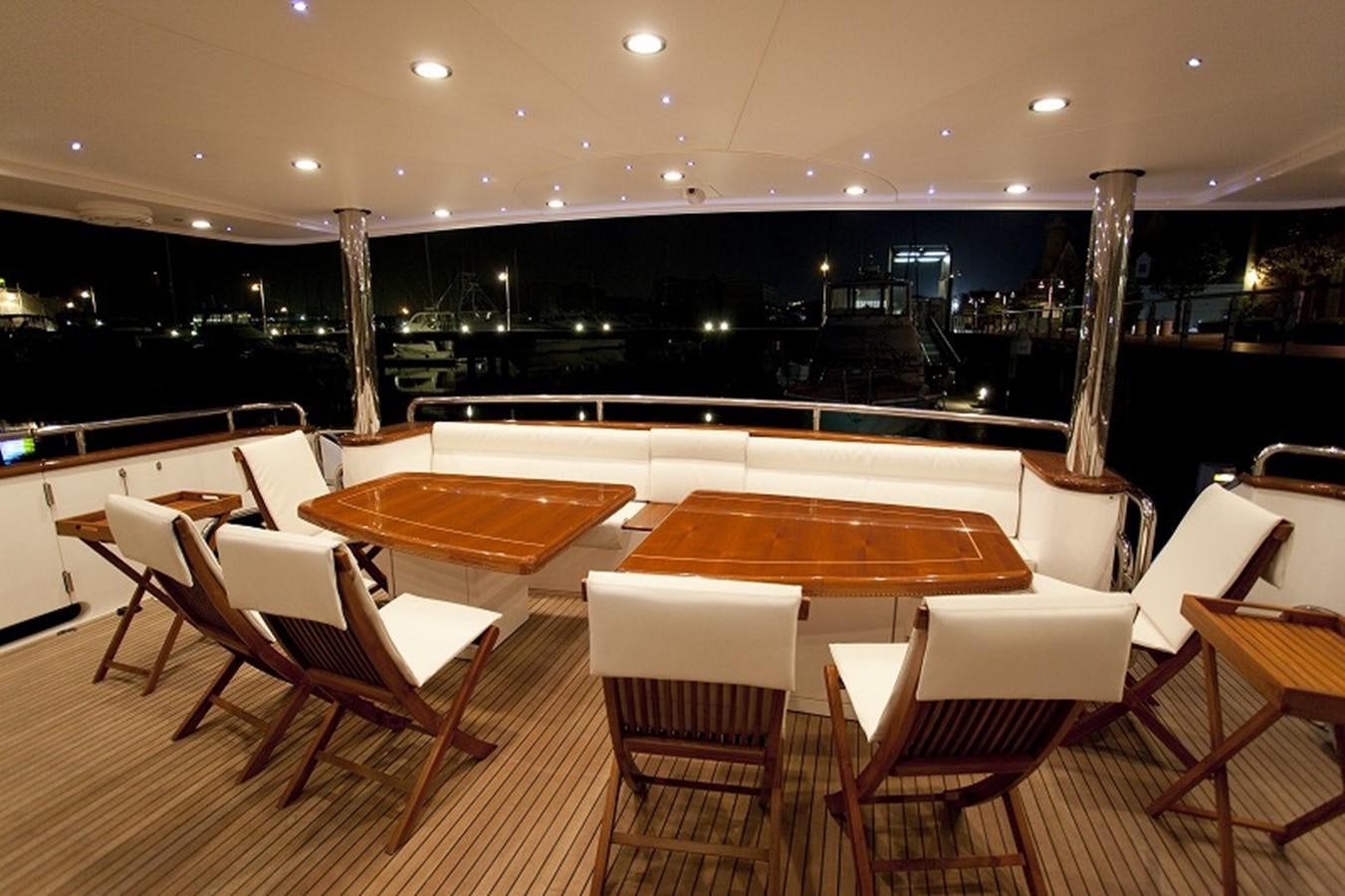 a room with chairs and tables aboard QUEEN GRACE Yacht for Sale