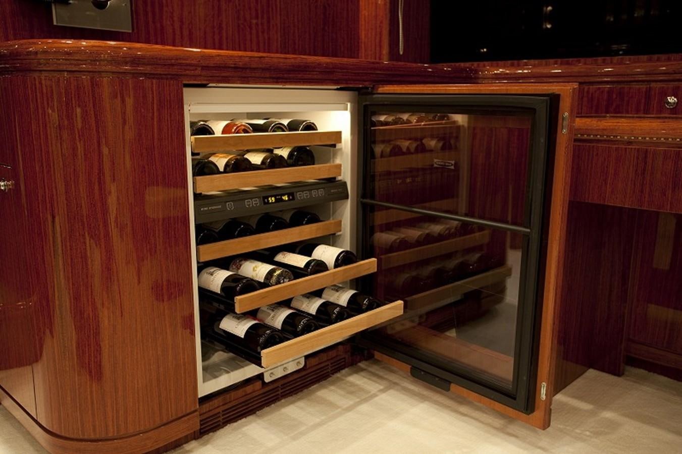 a refrigerator with a door open aboard QUEEN GRACE Yacht for Sale