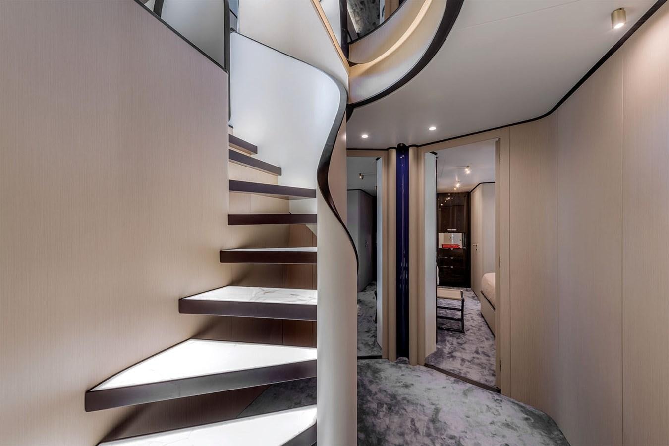a staircase in a building aboard ALBA Yacht for Sale