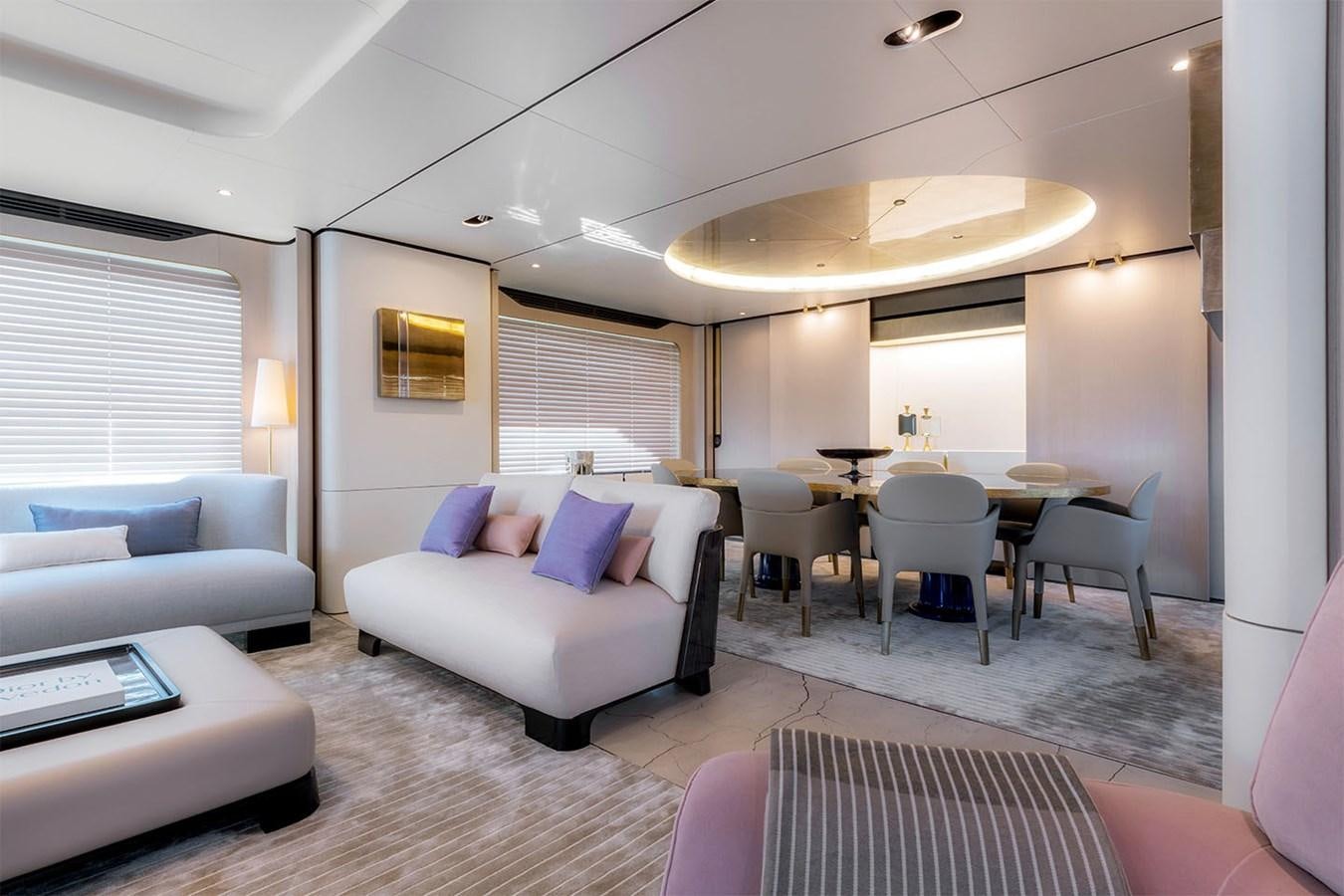 a living room with a couch and a table aboard ALBA Yacht for Sale
