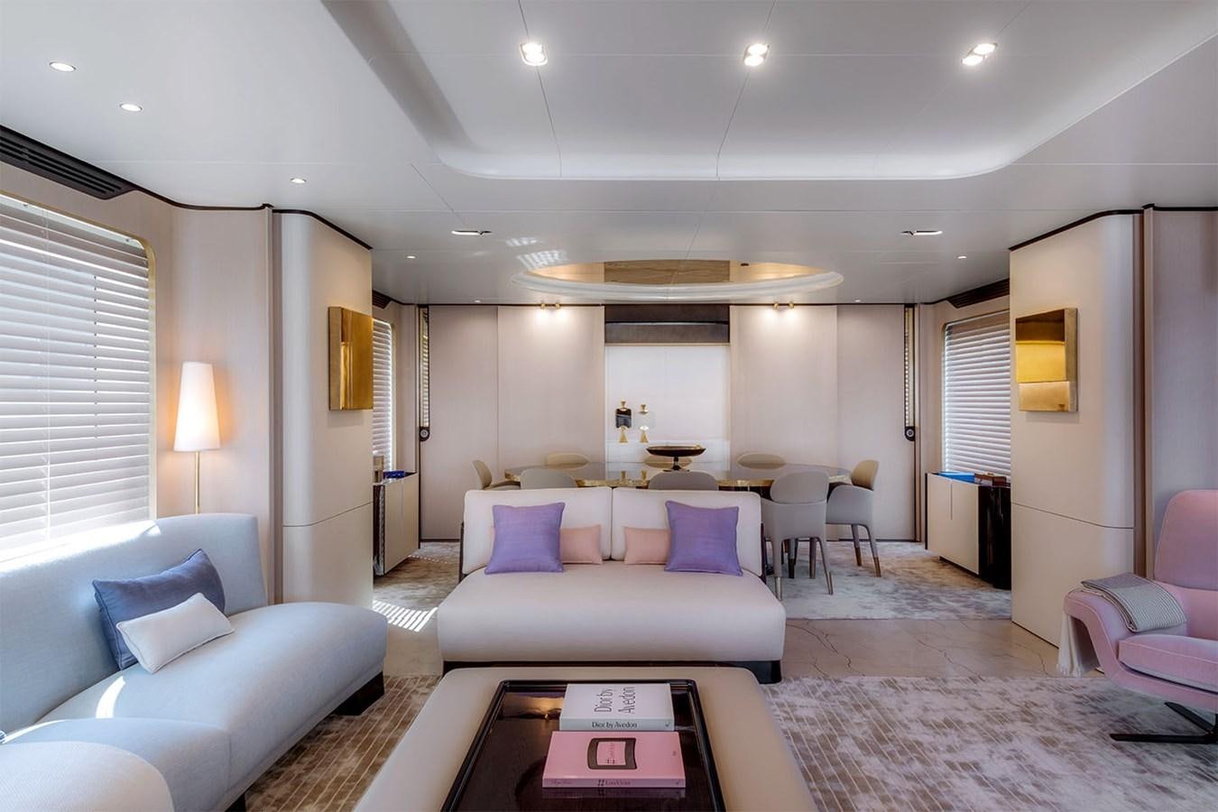 a living room with a couch and a table aboard ALBA Yacht for Sale