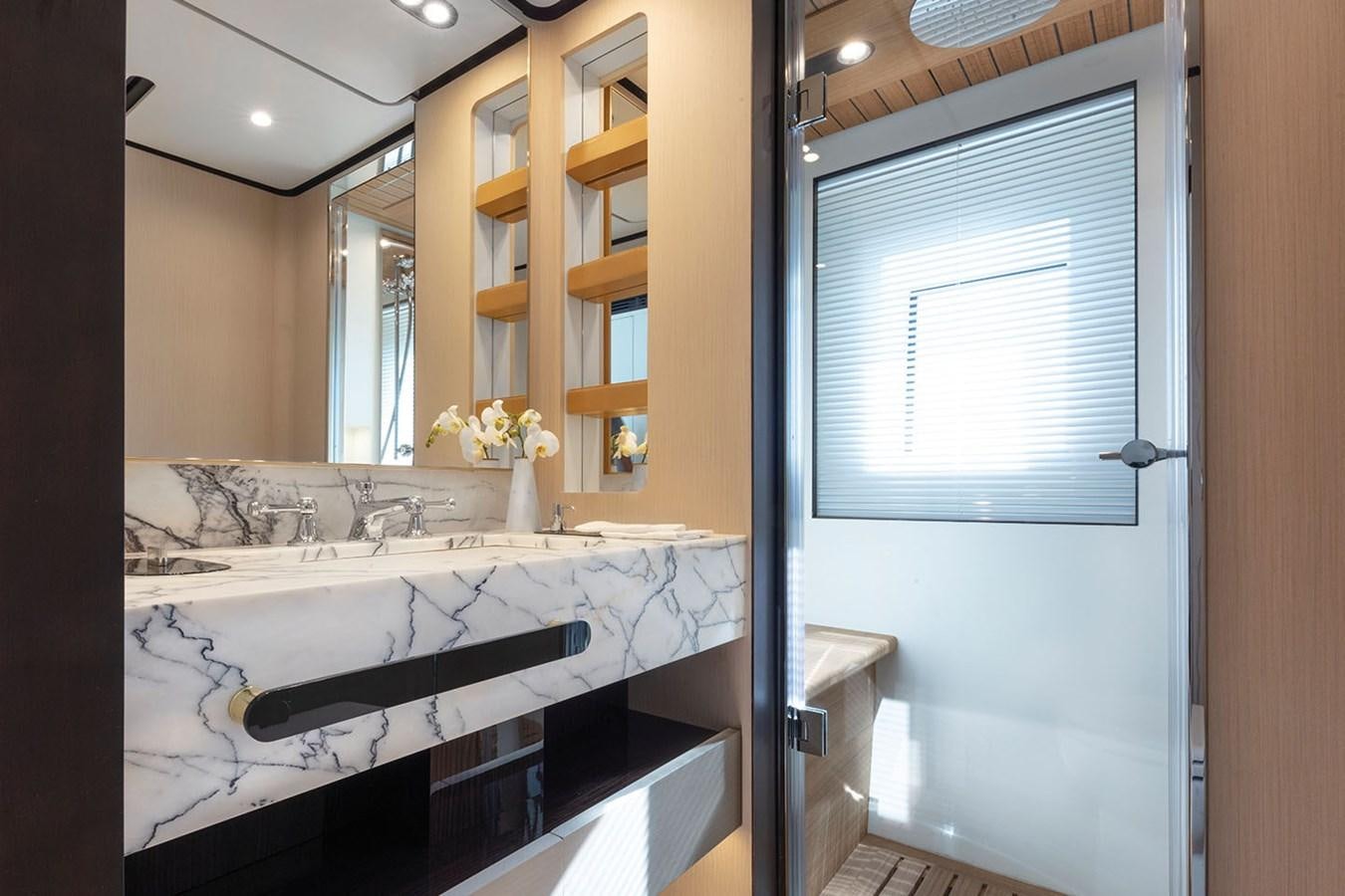 a bathroom with a large bathtub aboard ALBA Yacht for Sale