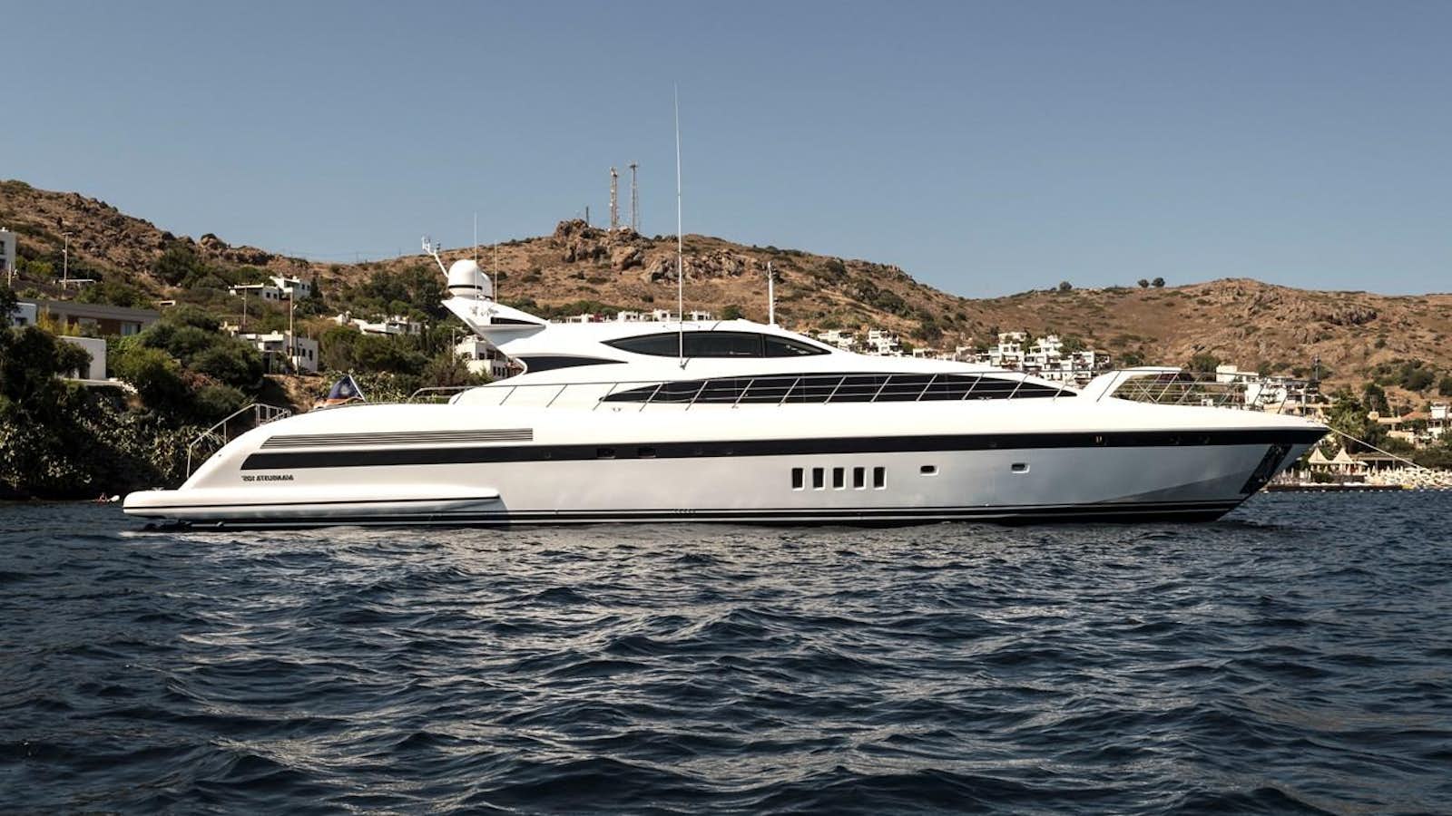 a white yacht on the water aboard GLESS Yacht for Sale
