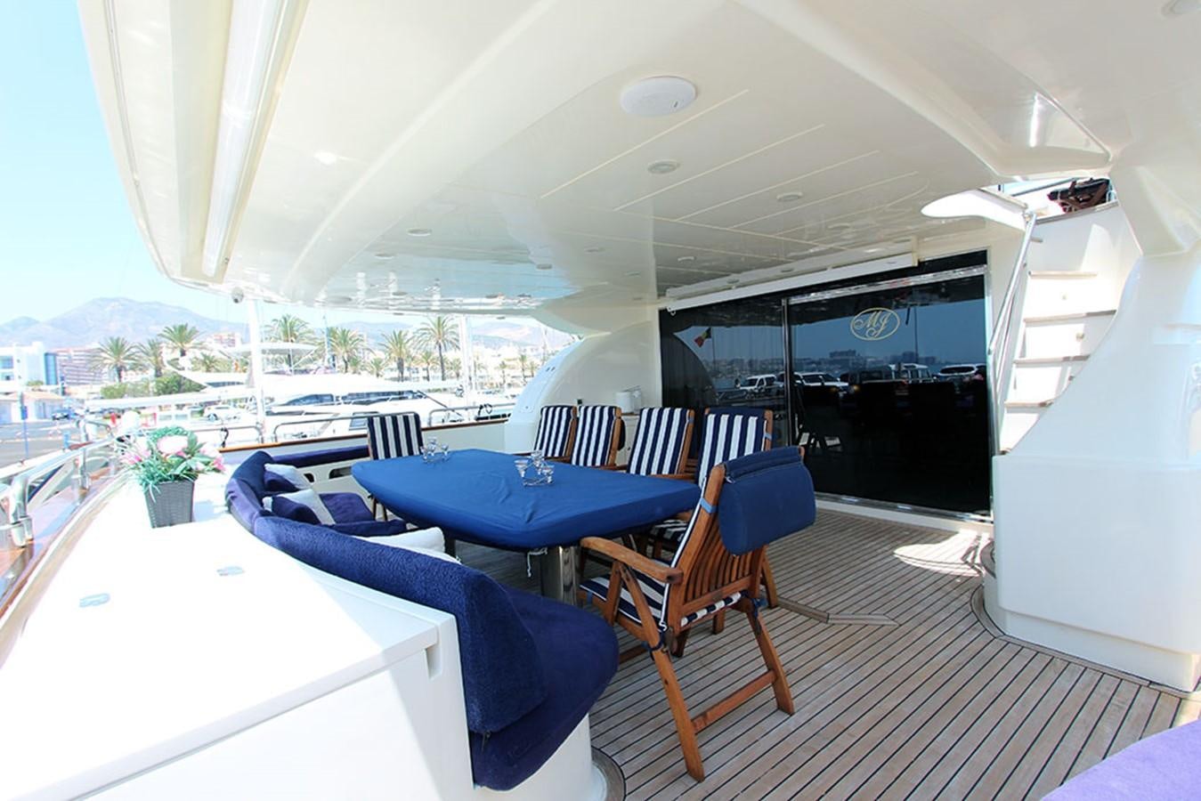 a boat with a table and chairs aboard MARIA JOSE Yacht for Sale