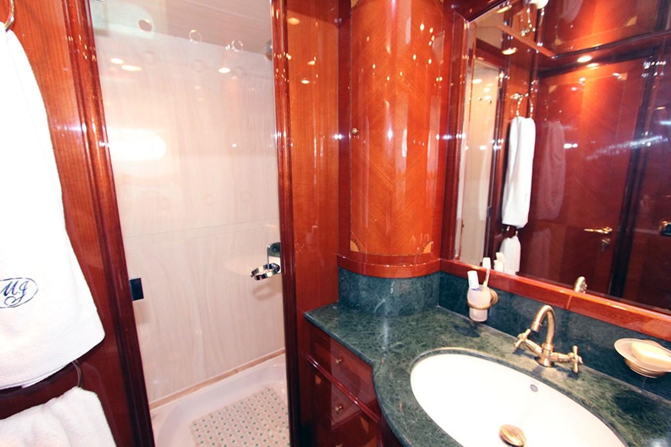 a bathroom with a sink and a shower aboard MARIA JOSE Yacht for Sale