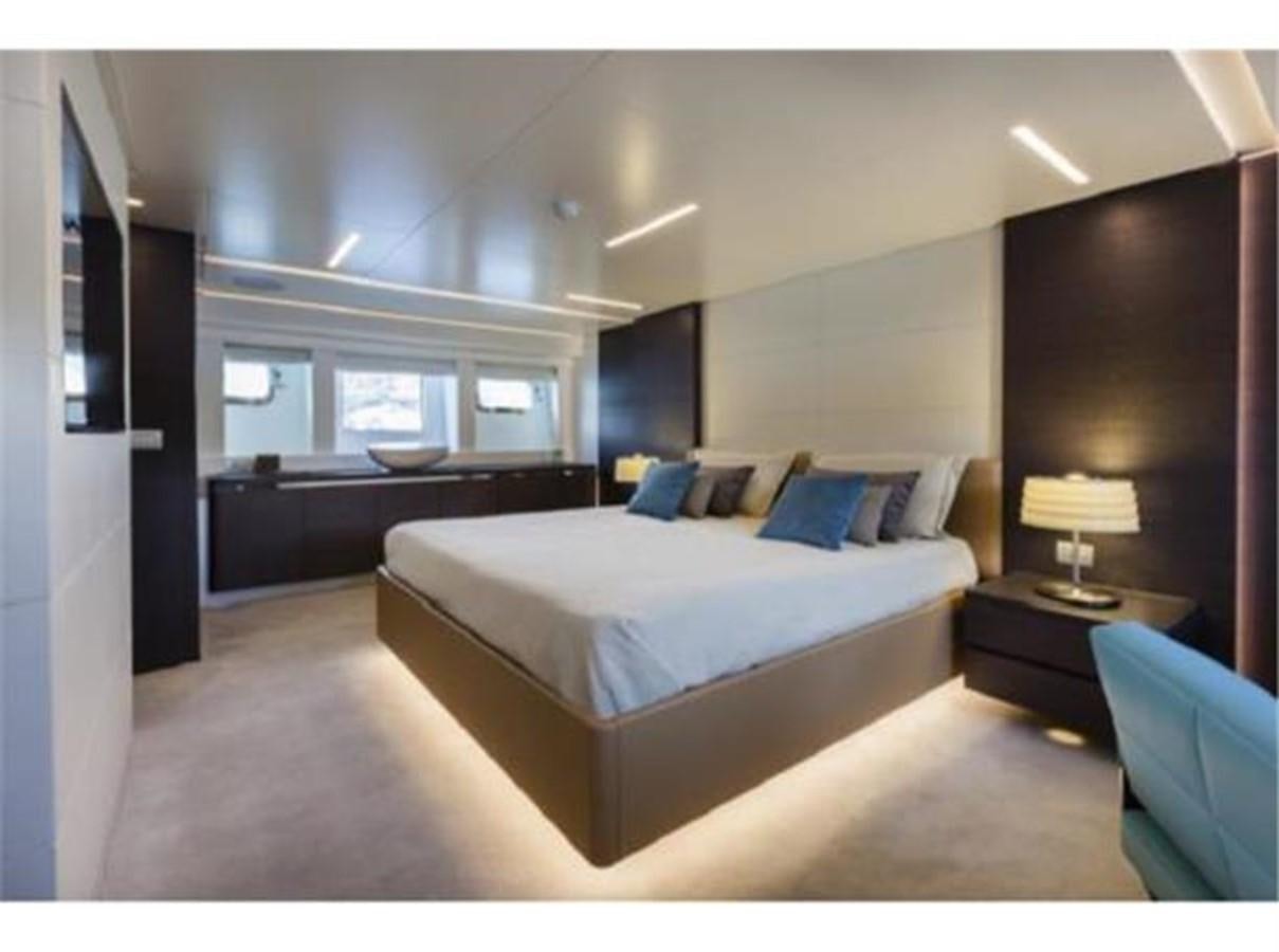 a large bedroom with a large bed aboard FRANCESCA Yacht for Sale