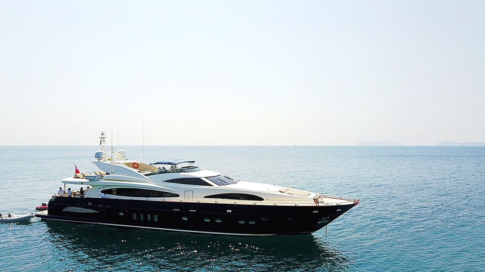 a boat in the water aboard FOR YOUR EYES ONLY Yacht for Sale
