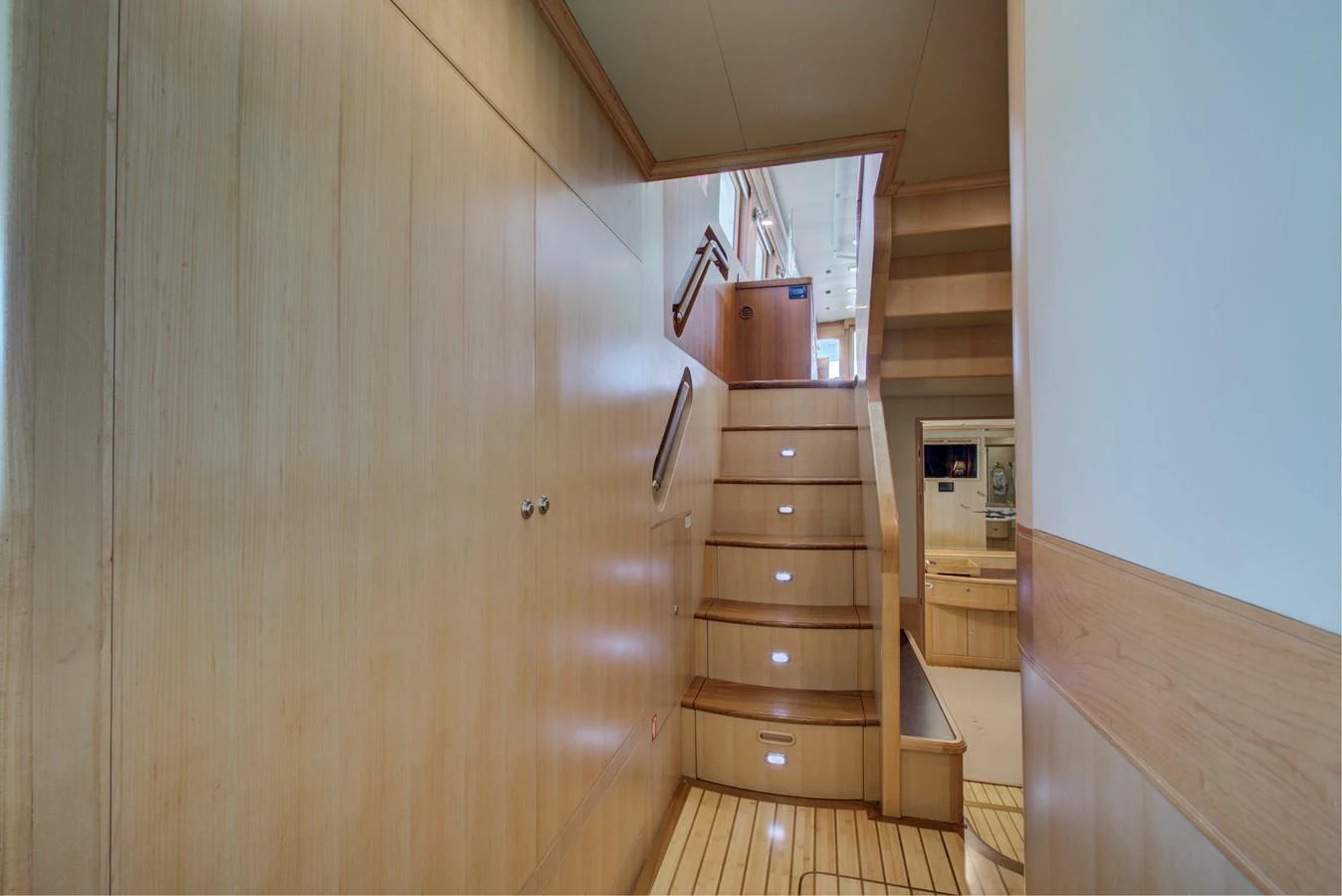 a wooden cabinet with drawers aboard EXPLORER 97E-CB Yacht for Sale