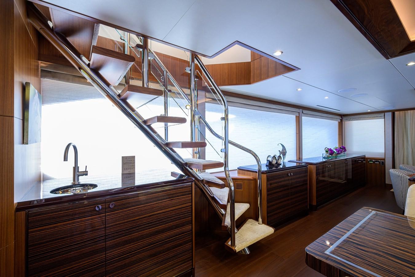 a modern looking kitchen with a glass ceiling aboard ZEPHYR Yacht for Sale