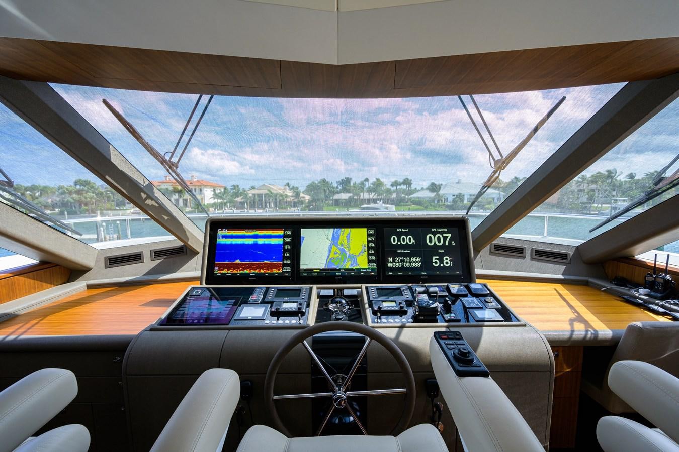 inside of a vehicle with screens aboard ZEPHYR Yacht for Sale