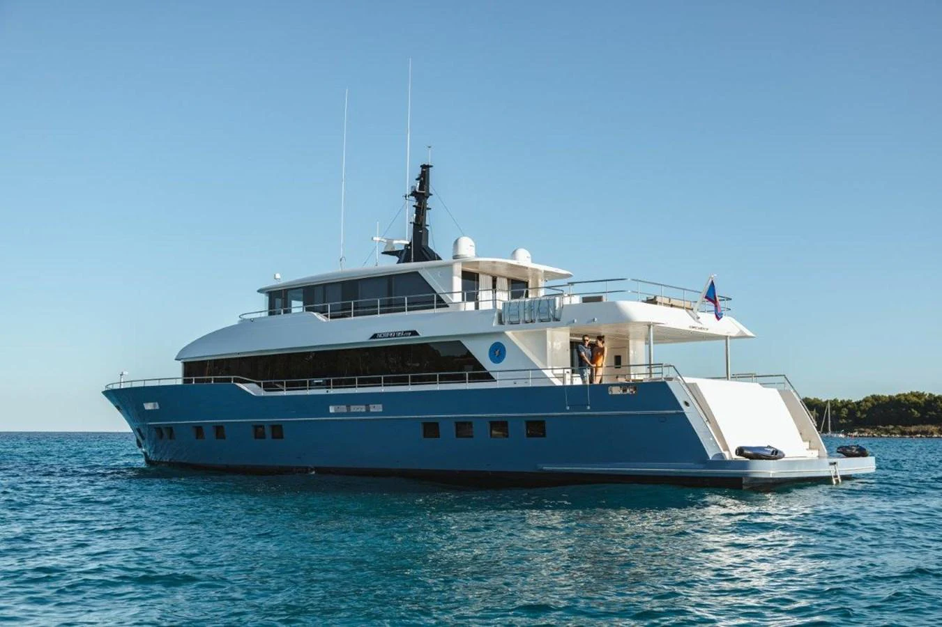 a large boat in the water aboard JEWEL Yacht for Sale