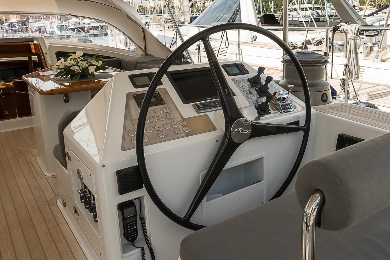 inside of a car aboard SINDONEMO Yacht for Sale