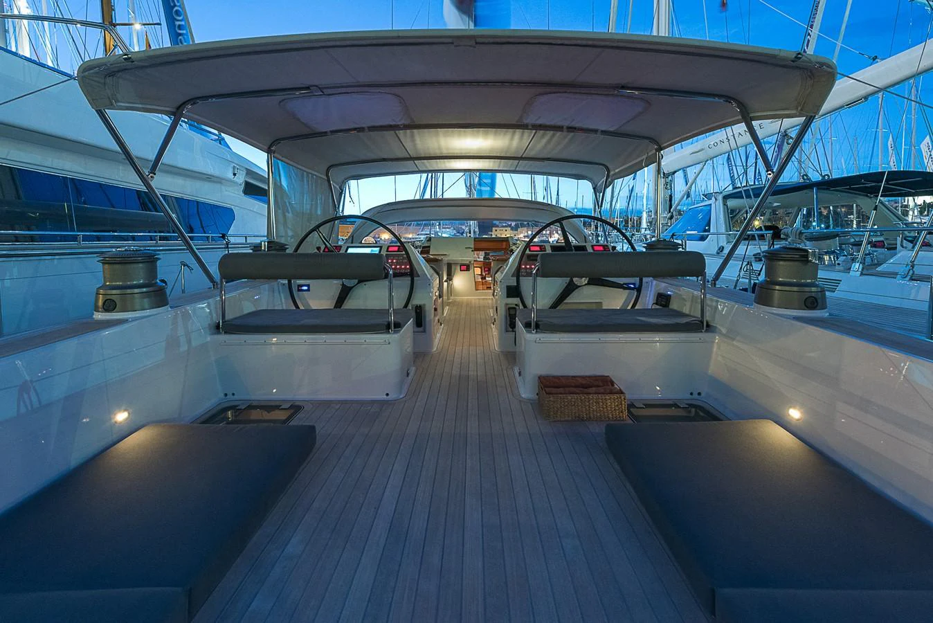 a large boat in a large building aboard SINDONEMO Yacht for Sale