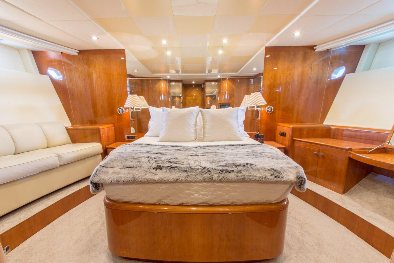 a bed in a room aboard NO NAME AZIMUT 100 JUMBO Yacht for Sale