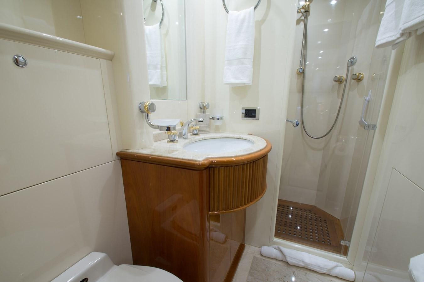a bathroom with a sink and shower aboard NO NAME AZIMUT 100 JUMBO Yacht for Sale