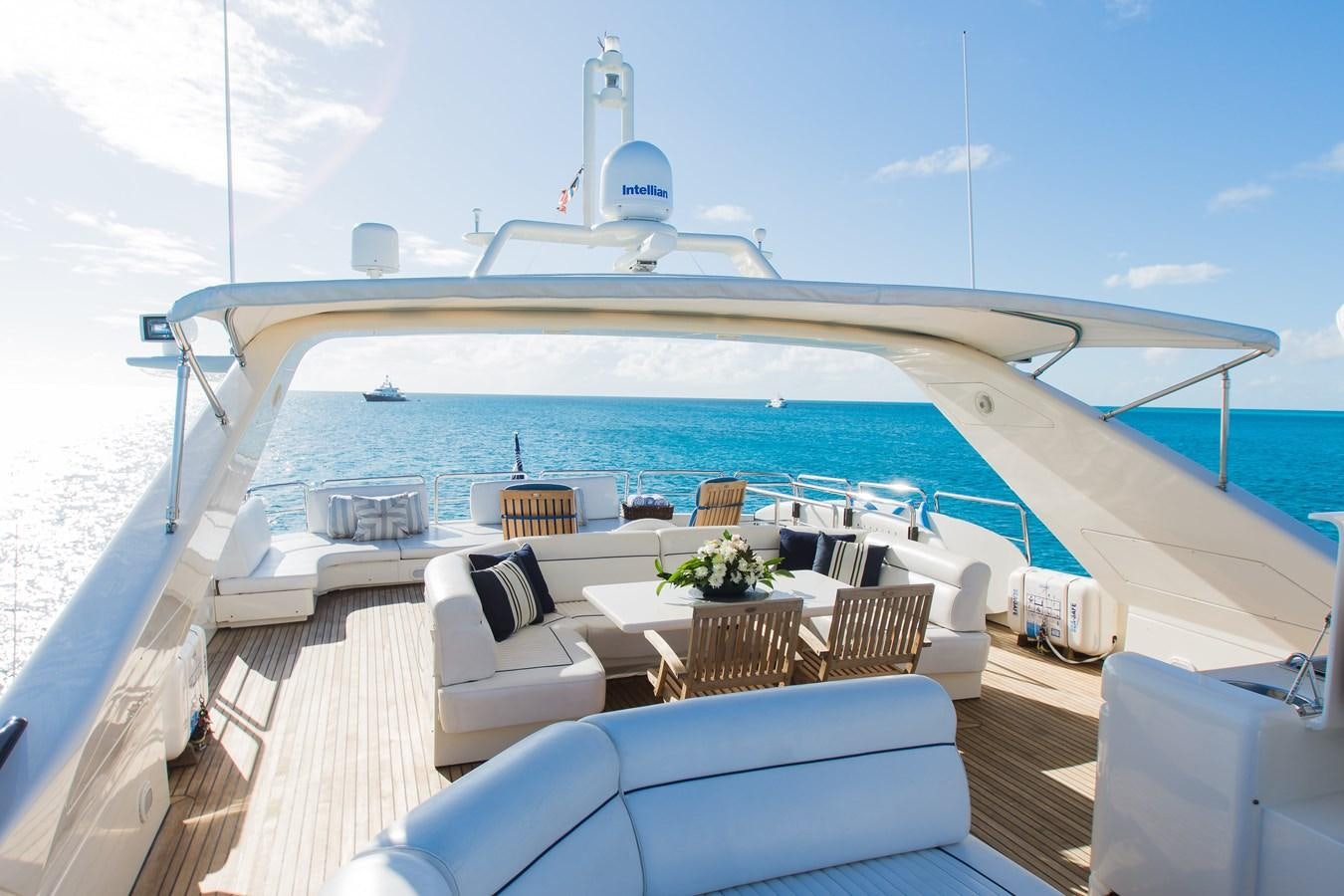 a large cruise ship with chairs and tables on a deck aboard NO NAME AZIMUT 100 JUMBO Yacht for Sale