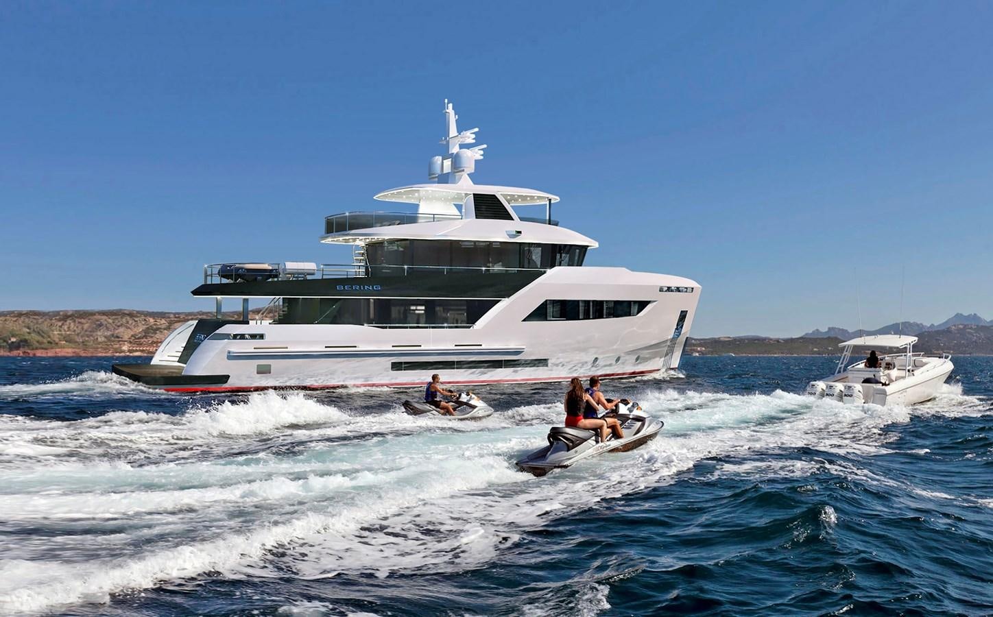 a boat in the water aboard BERING B100 Yacht for Sale