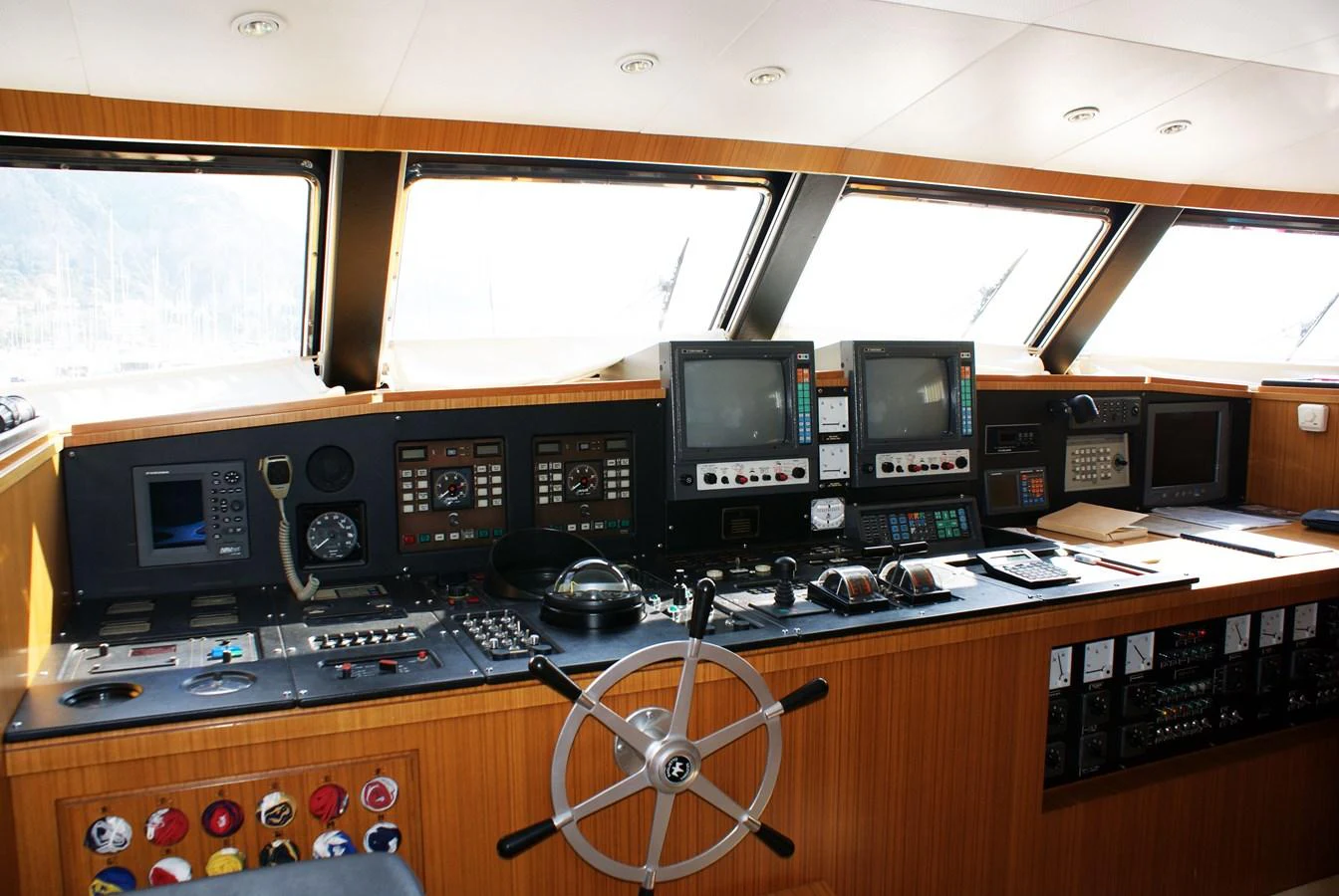 a room with many electronic devices aboard LUC AN Yacht for Sale