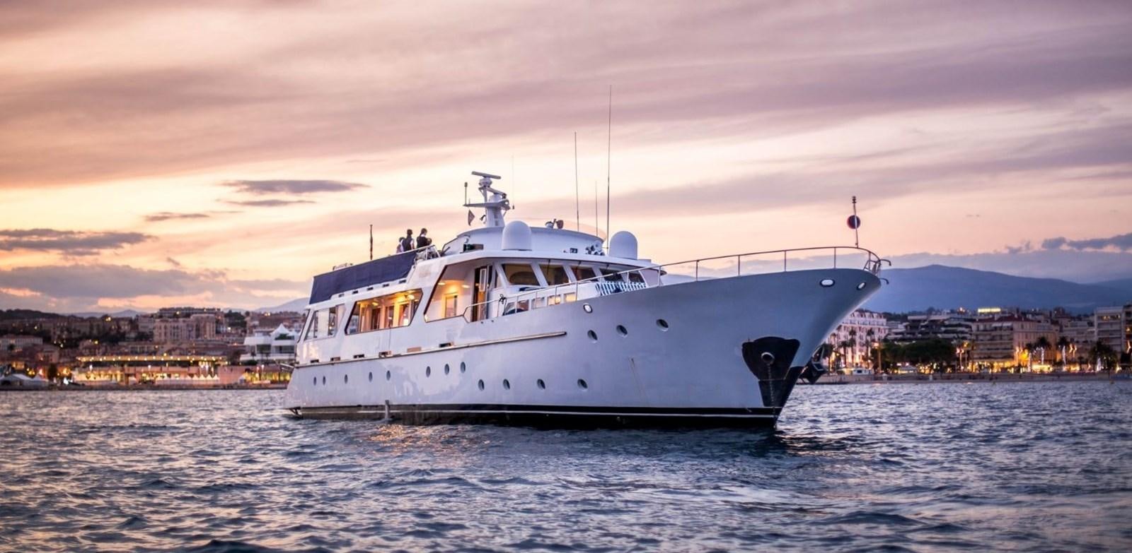 a white boat on the water aboard MISS EVA Yacht for Sale