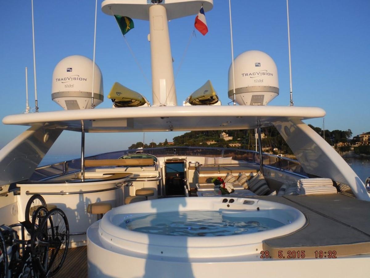 a white boat with a white helmet on it aboard TRIPLE 888 EIGHT Yacht for Sale