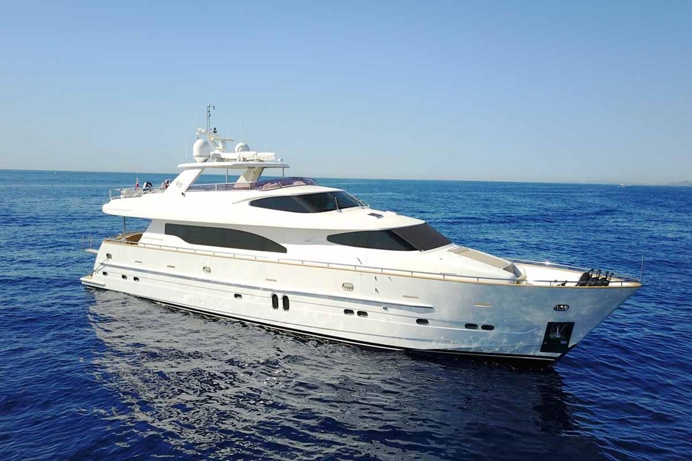a white yacht in the water aboard TRIPLE 888 EIGHT Yacht for Sale