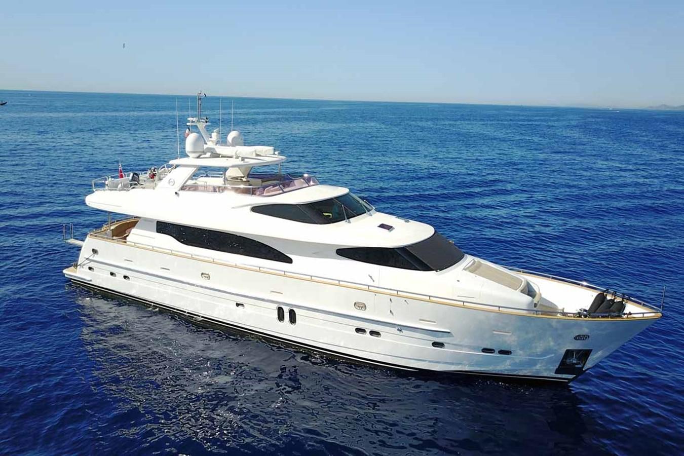 a white yacht in the water aboard TRIPLE 888 EIGHT Yacht for Sale