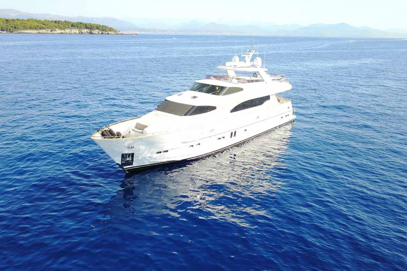 a white yacht in the water aboard TRIPLE 888 EIGHT Yacht for Sale