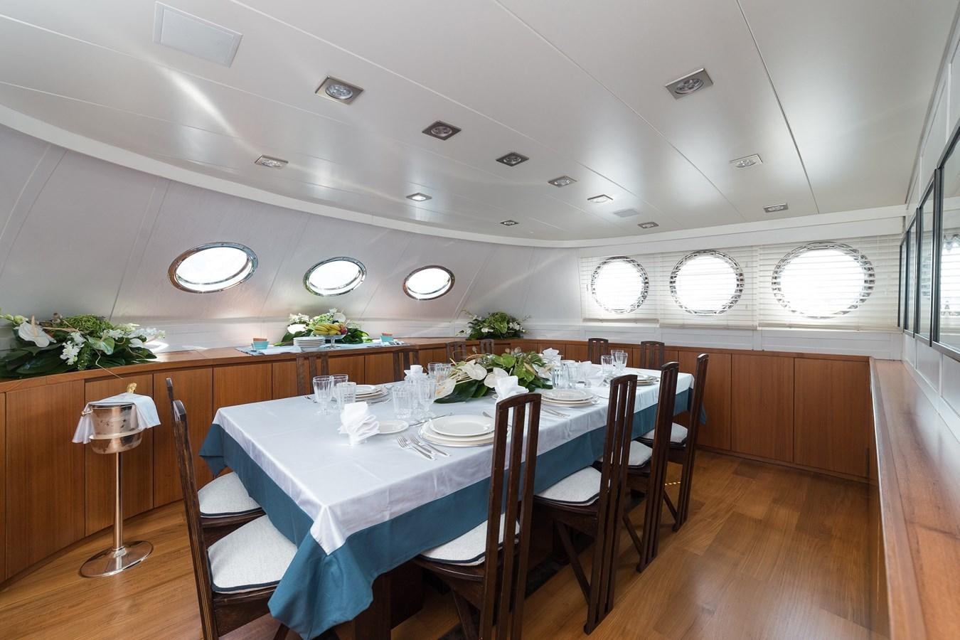a dining table in a room aboard PAOLUCCI Yacht for Sale