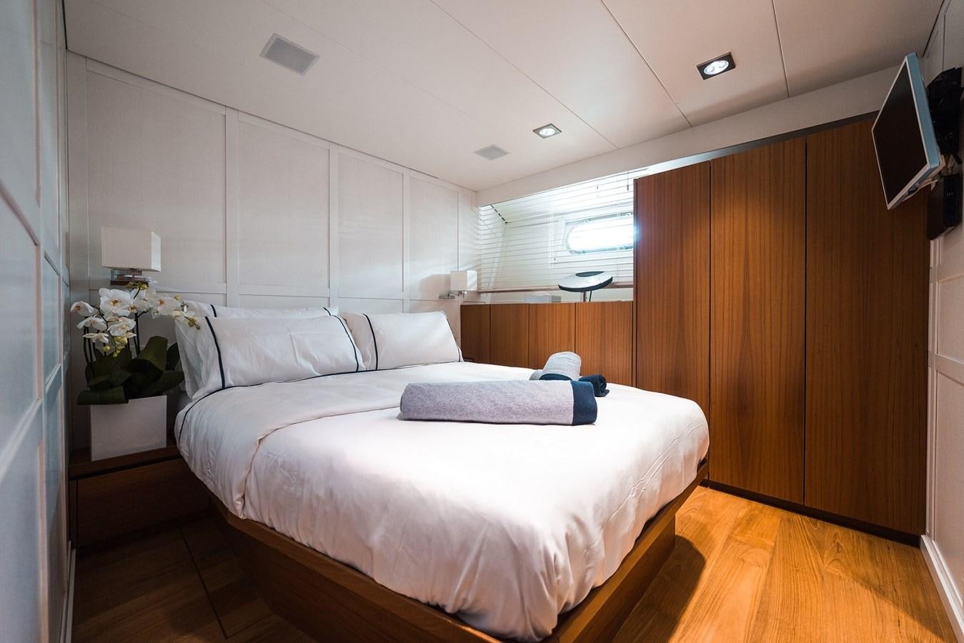 a bed in a room aboard PAOLUCCI Yacht for Sale