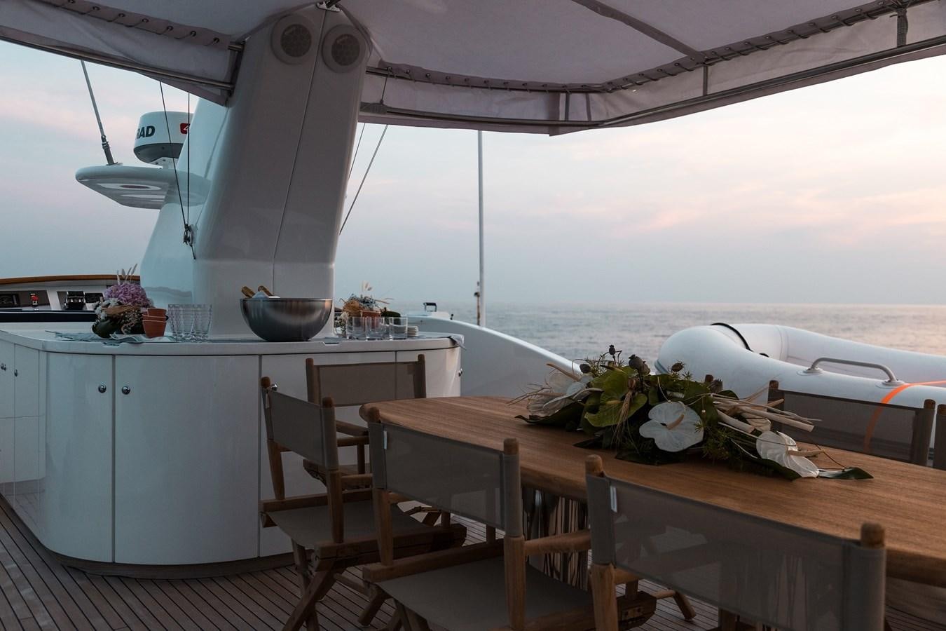 a table on a boat aboard PAOLUCCI Yacht for Sale