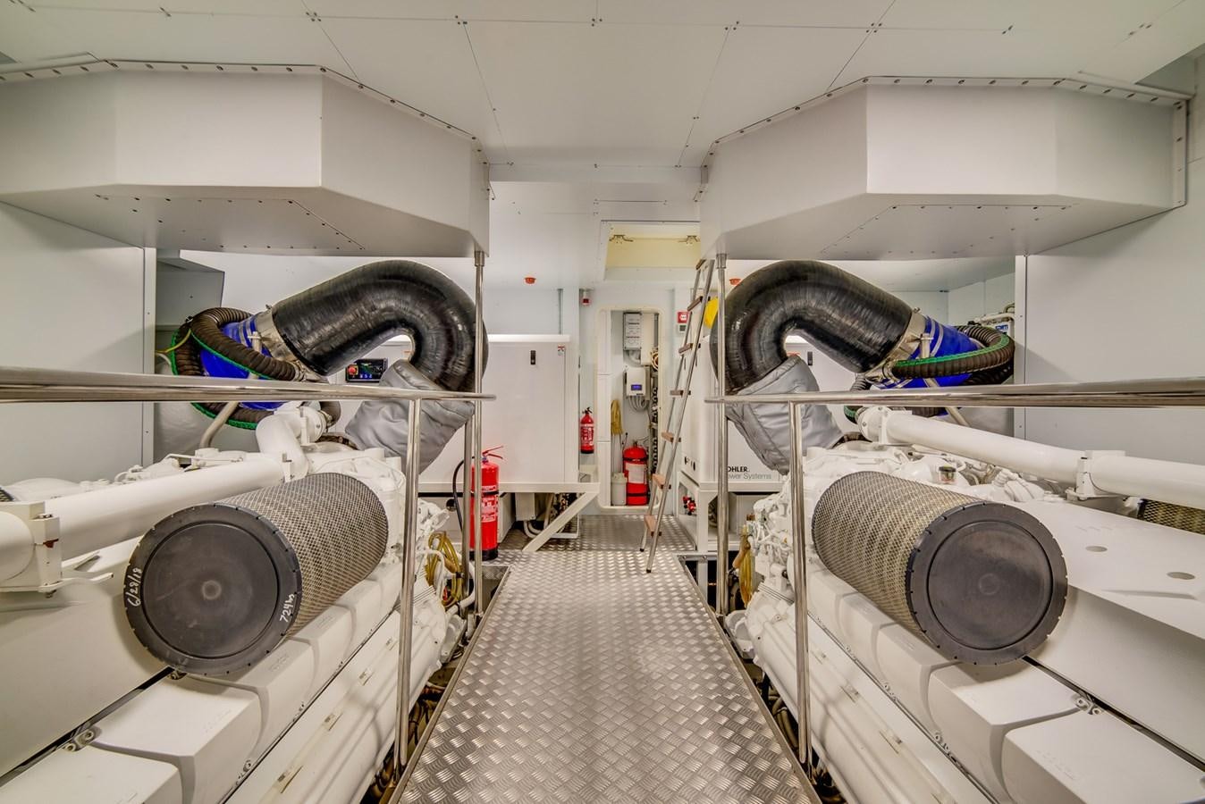 a room with large pipes aboard GERRY'S FERRY Yacht for Sale