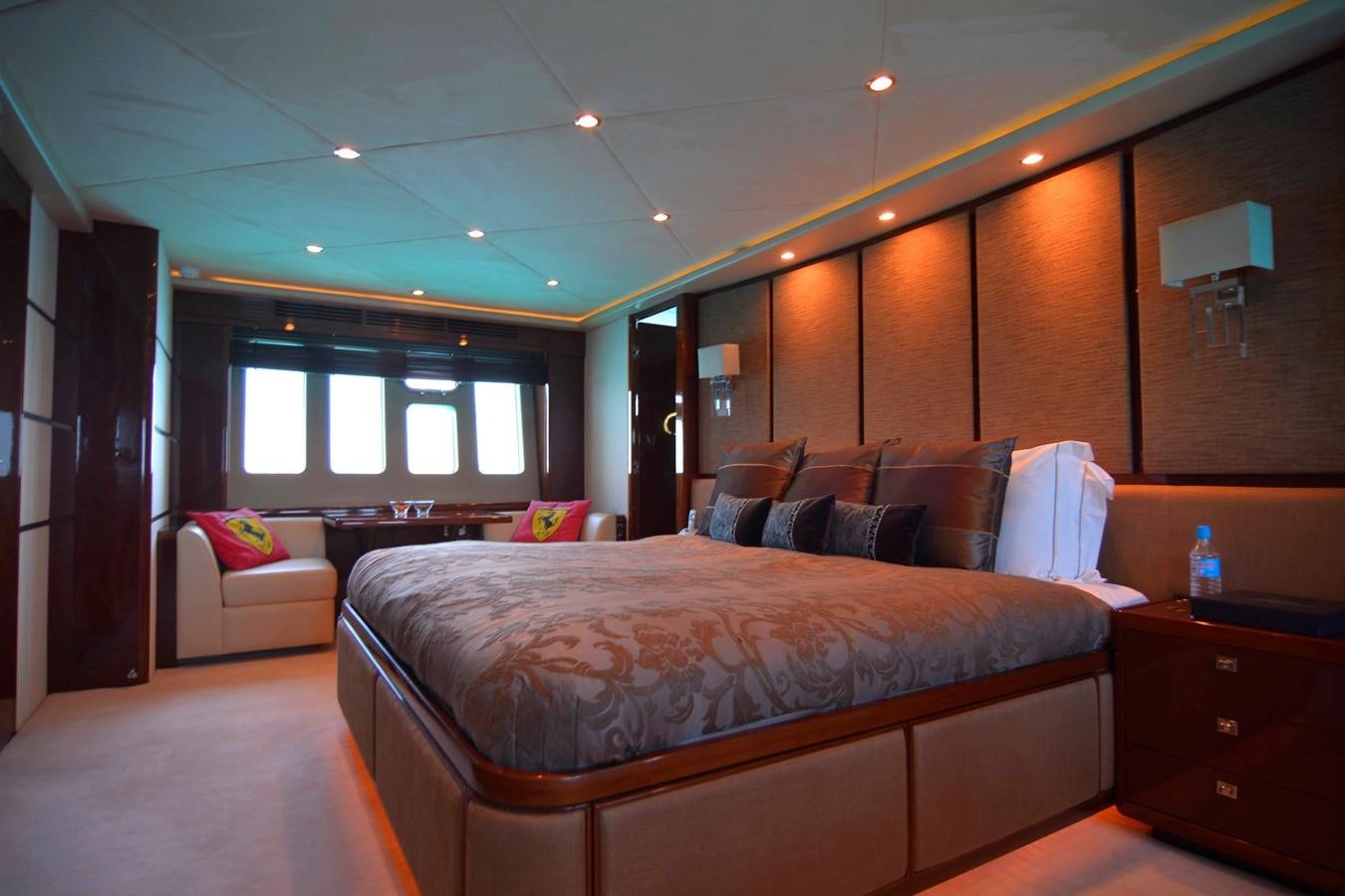a bed in a room aboard MAESTRO Yacht for Sale