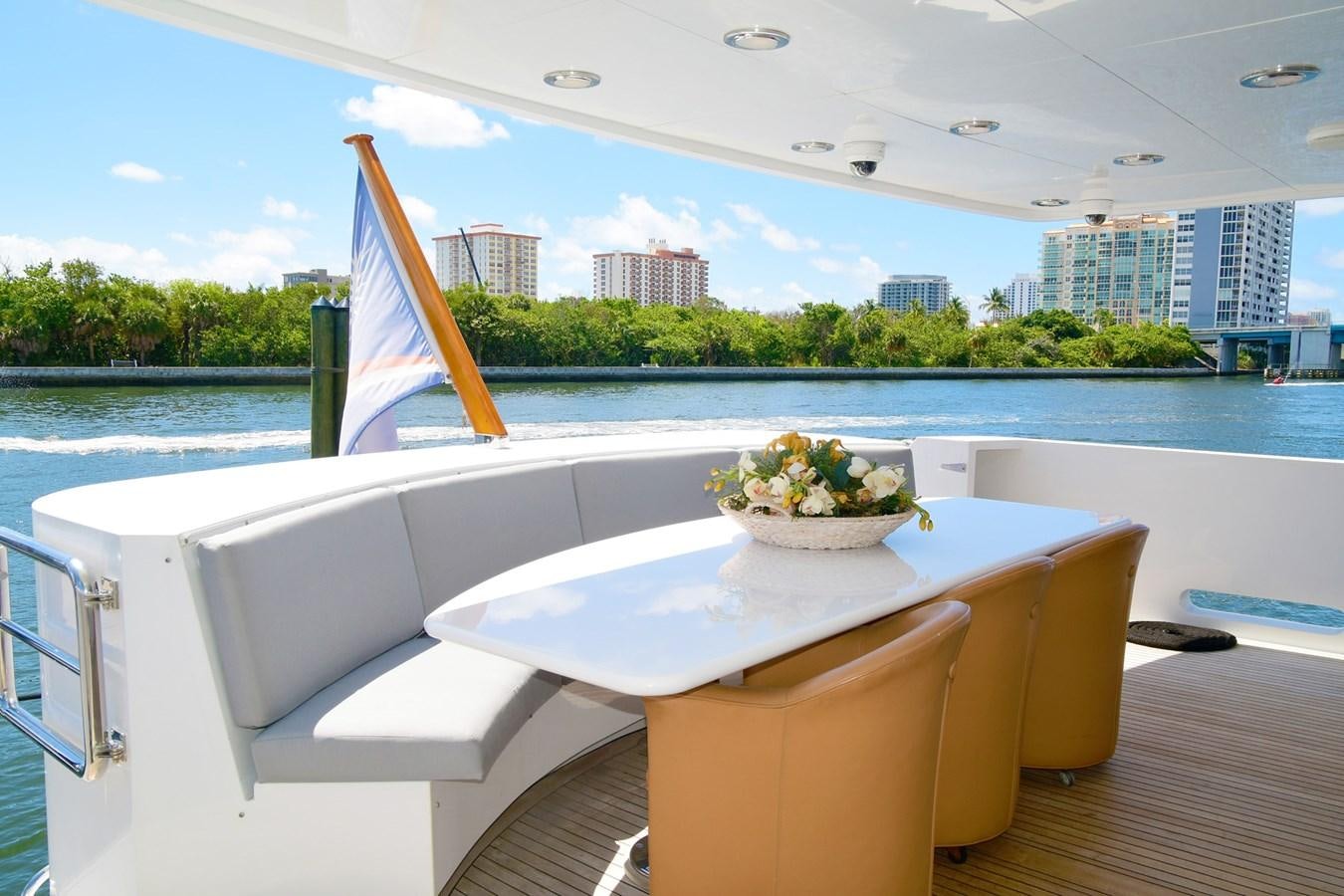 a table with a bowl of food on it aboard CARPE DIEM Yacht for Sale